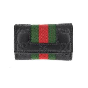 Gucci key Wallet GG Gucci Guccissima leather black Sherry line